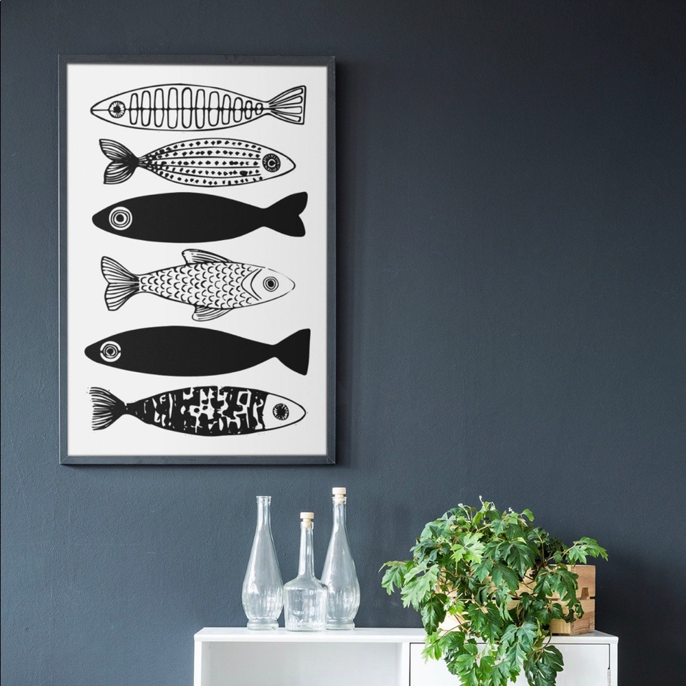 Fish Print Photo Black & White